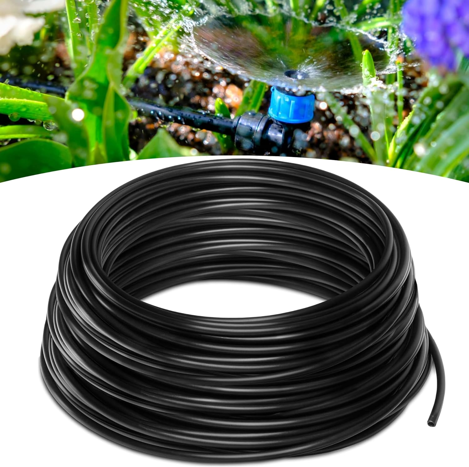 CARPATHEN 1/4 Drip Irrigation Tubing 100Ft - Black Drip Irrigation Hose Push-To-Connect Compatible - for DIY Garden Irrigation System, Misting, or Blank Distribution Tubing for Any Gardening Project image number 2