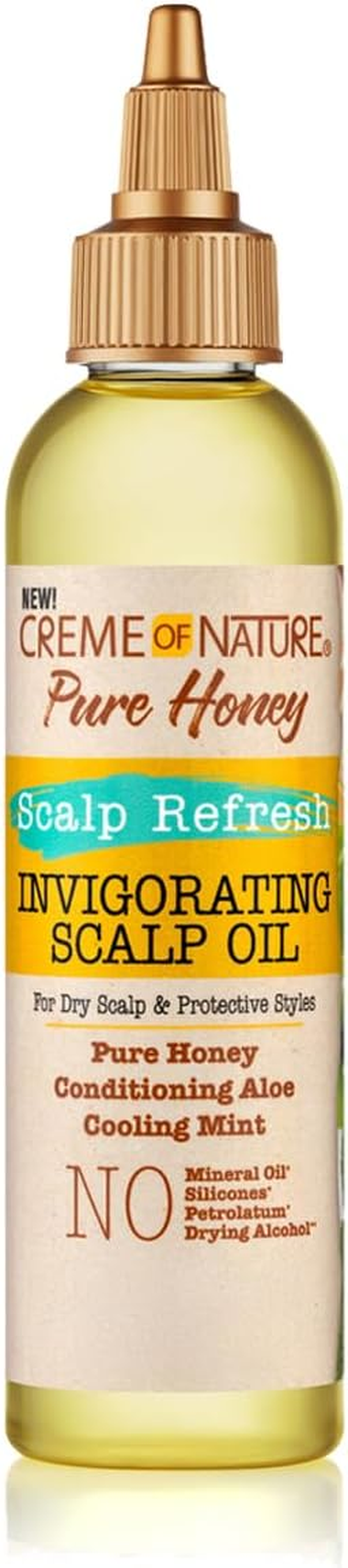 Creme of Nature Pure Honey Scalp Refresh Invigorating Scalp Treatment Oil, Lightweight Formula with Mint & Aloe, Moisture & Shine for All Hair Types & Styles, 4.2 Oz image number 3