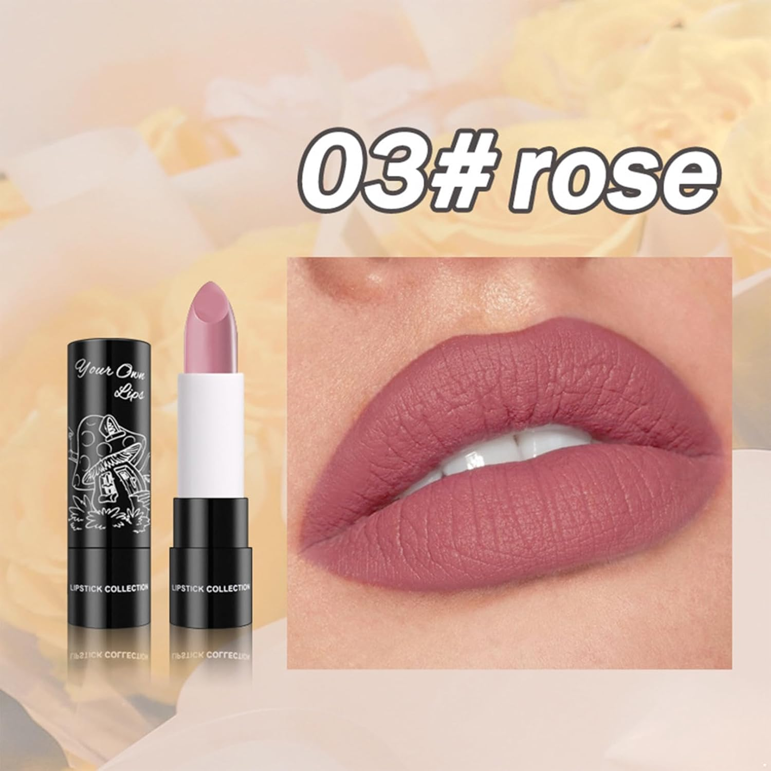 FEESHOW 1PC Velvet Matte Lipstick Highly Pigmented Color Rich Long Lasting Waterproof Non Transfer Lip Makeup Stick for Women Girls Nude Pink One Size image number 4