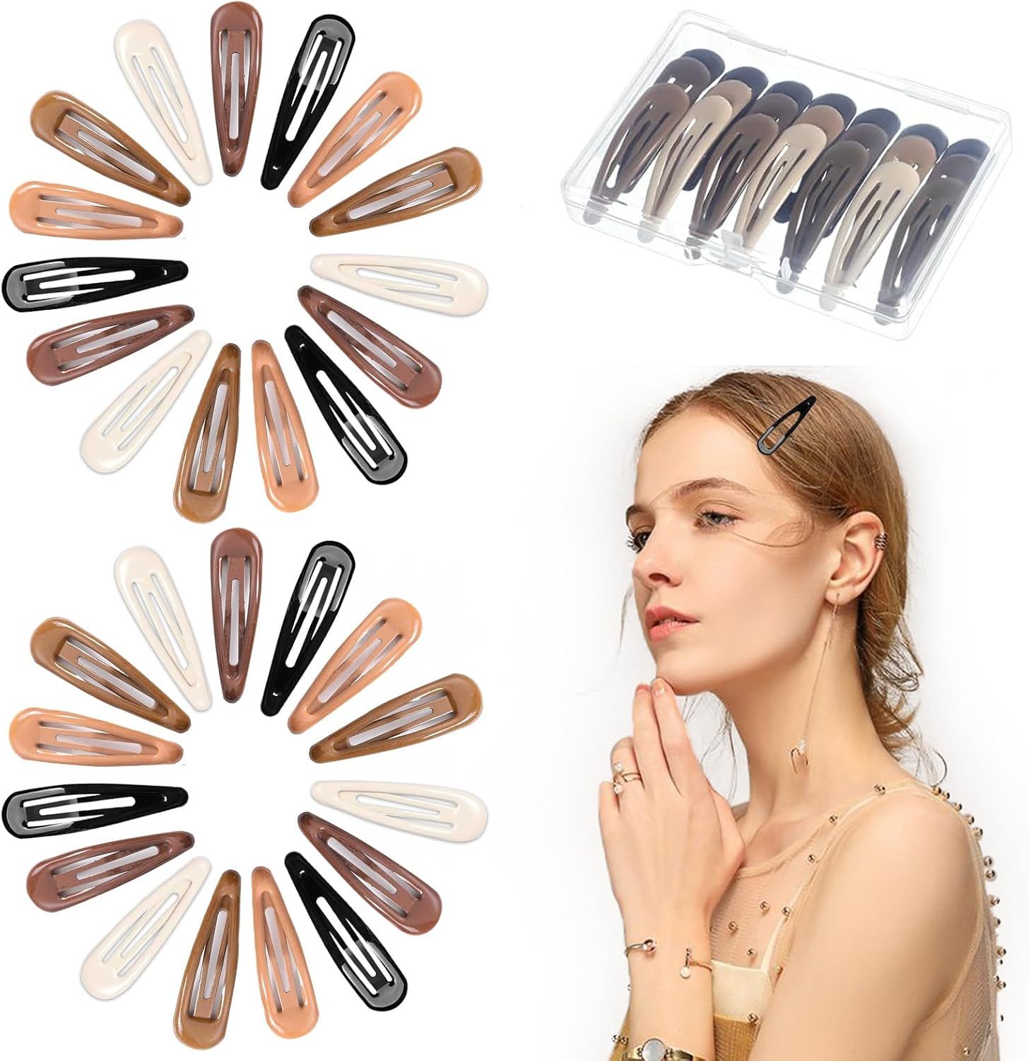 Aikeis 30 Pieces 5 Colors Metal Snap Snap Hair Clips Shiny Look 2 Inch Hair Clips for Women Girls Hair Accessories image number 6