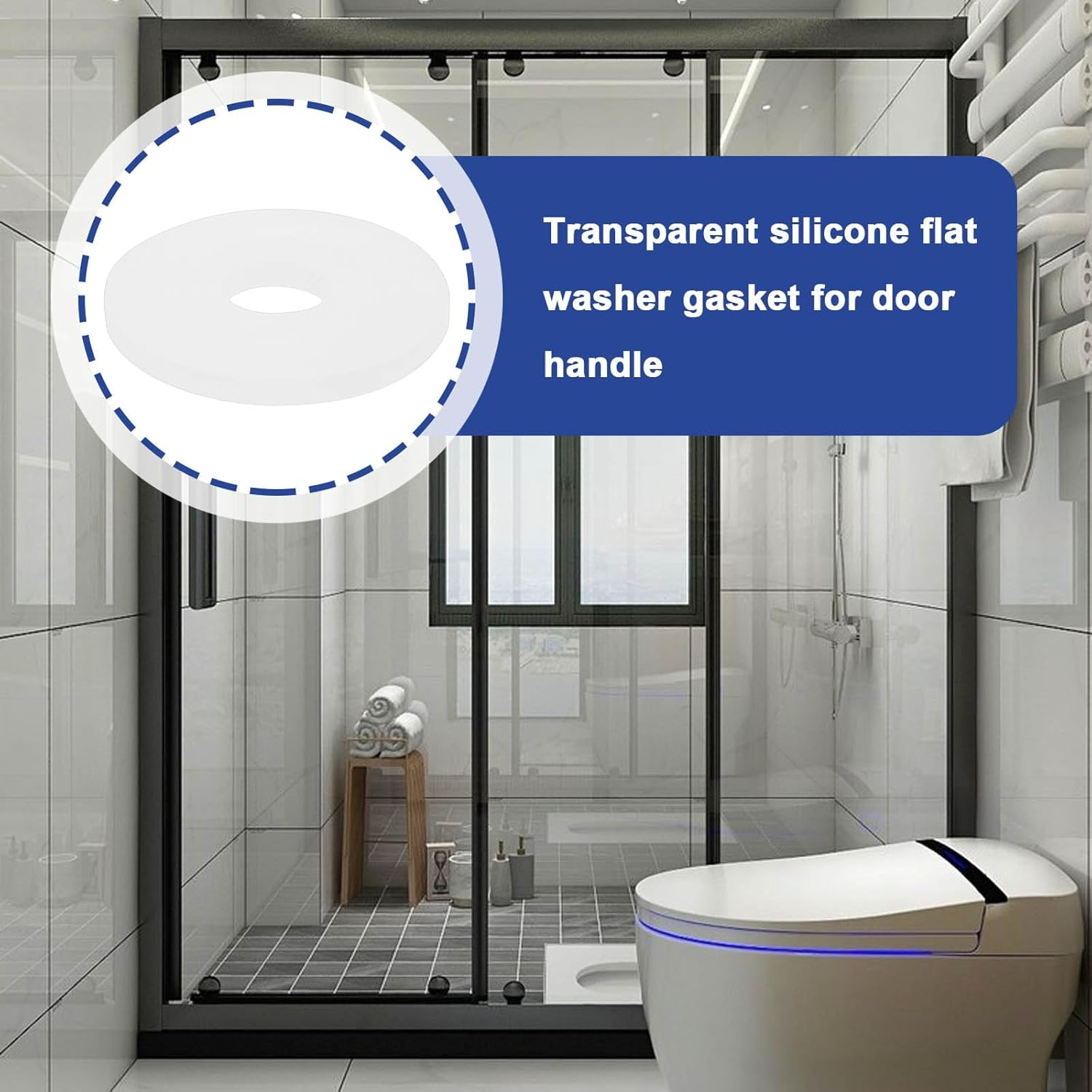 Be in Your Mind 80Pcs Clear Silicone Flat Washer Gasket OD 19Mm ID 6Mm Thickness 1.5Mm Silicone Flat Gasket for Glass Shower Door Handles Towel Bars image number 2