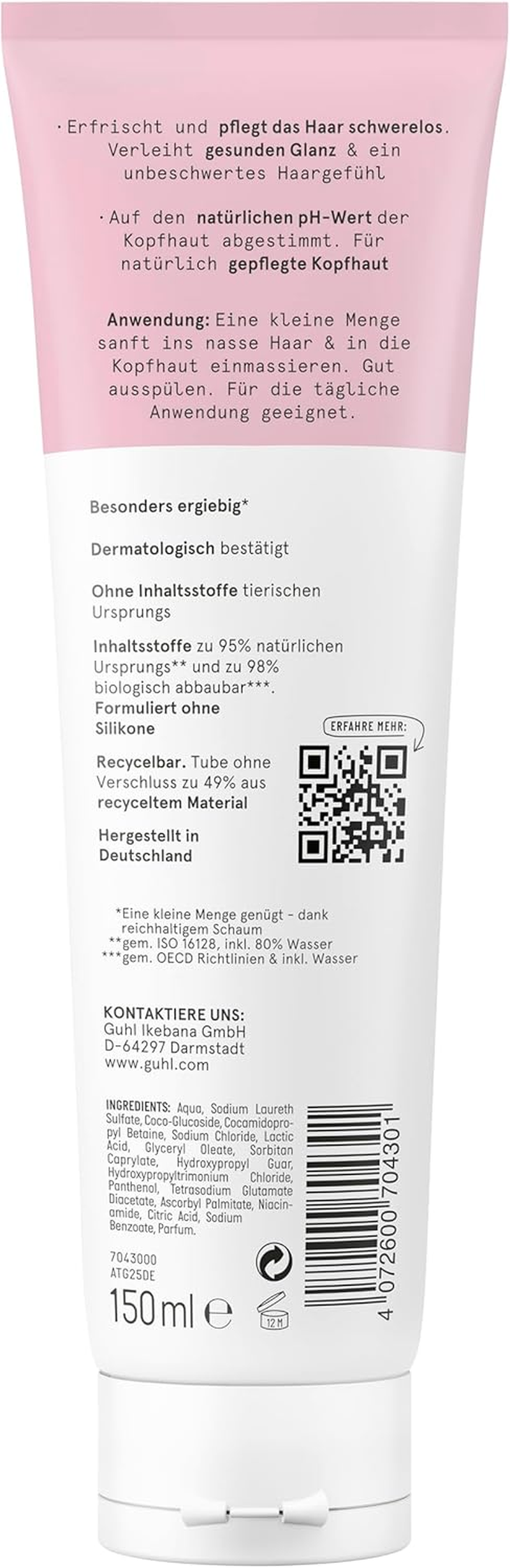 Guhl Shine & Scalp Shampoo &ndash; Contents: 150 Ml &ndash; with Vitamin C & Niacinamide &ndash; Gentle on the Scalp &ndash; No Silicone image number 1