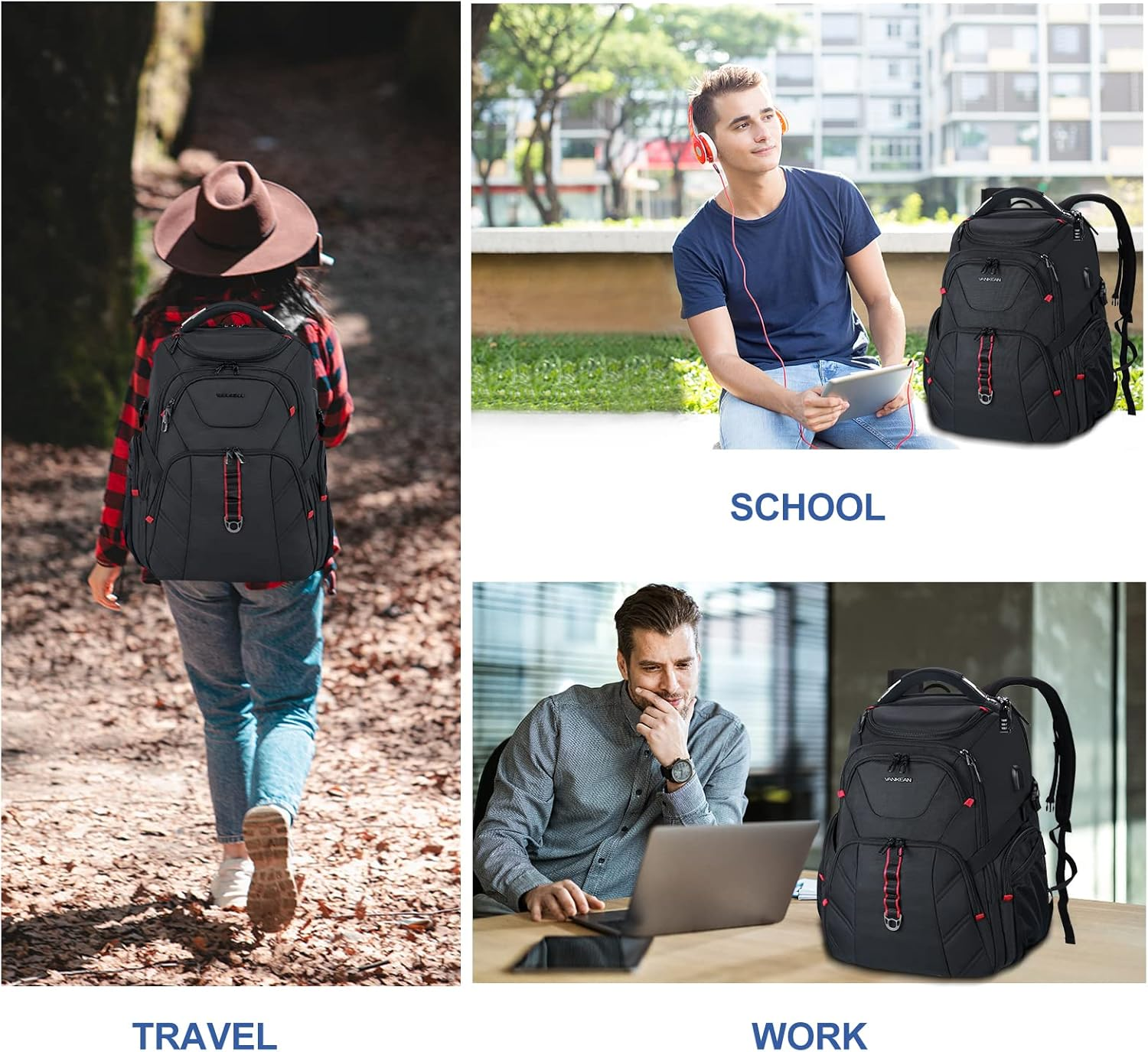 VANKEAN 17.3'' Travel Laptop Backpack image number 6