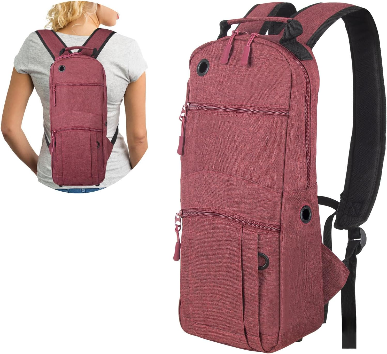 Portable Oxygen Tank Backpack for Size M2, B/M6, C/M9, ML6, A/M4, C/M9, Comfortable Medical Oxygen Cylinder Backpack Bag with Durable Straps for Travel - Not Suitable for Size D (Black), Black