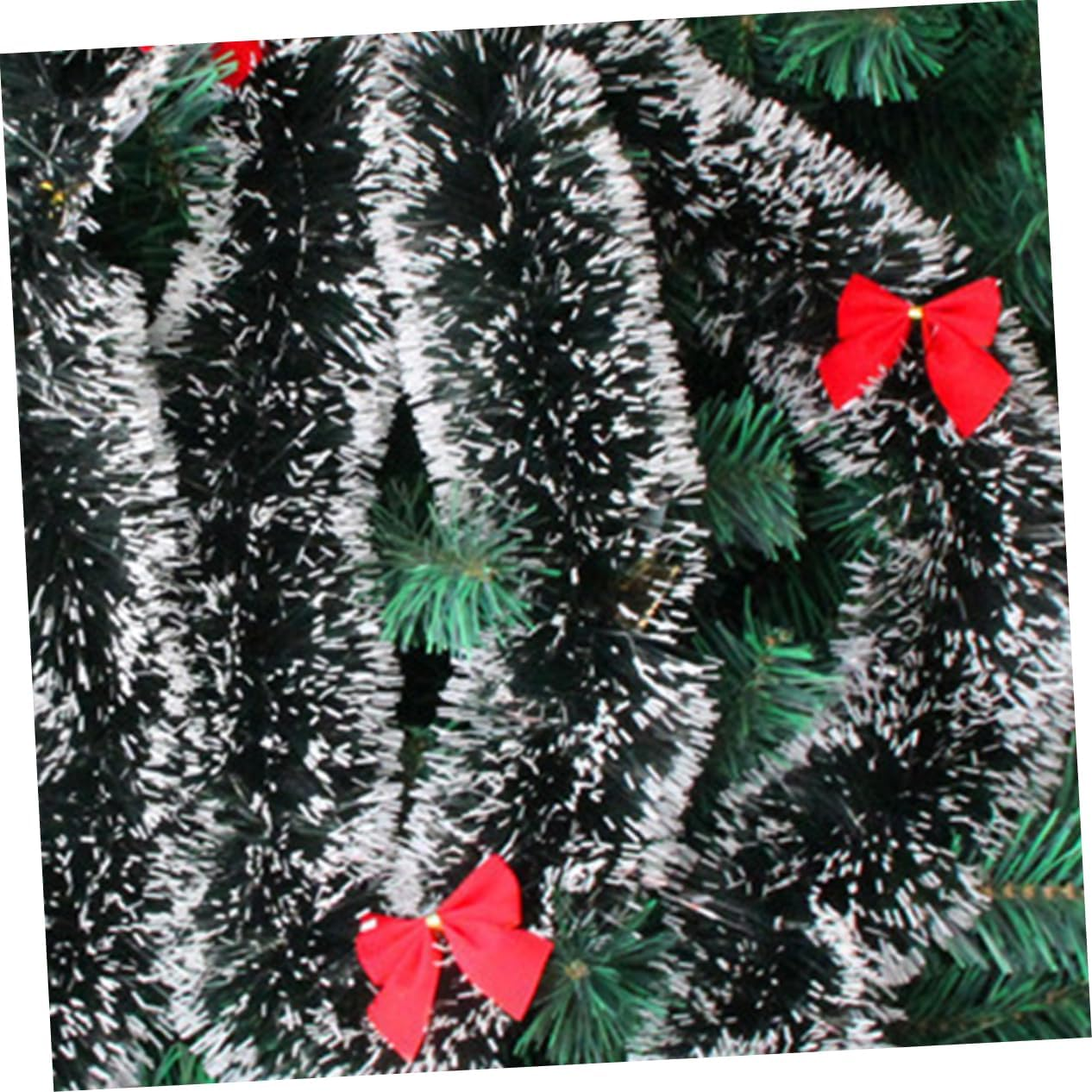 Garland Christmas Decorations 6Pcs White Green Festooning Garland Gold Red Bow Metallic Tinsel Foil Reusable Easy to Use Home Decor Fireplace Outdoor Ribbon Party Decoration image number 6