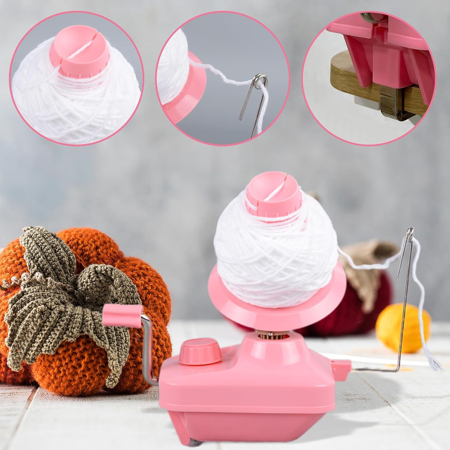 Yarn Ball Winder with Handle, Lightweight Portable Reusable Manual Wool Yarn Winder, Plastic Material, Ideal for Yarn, Wool, Fiber, String image number 4