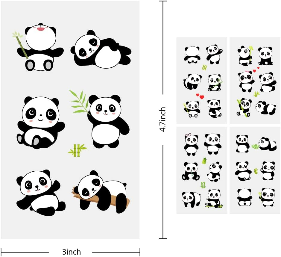 120 PCS (24 Sheets) Panda Temporary Tattoos, Birthday Decorations Panda Party Favors image number 1