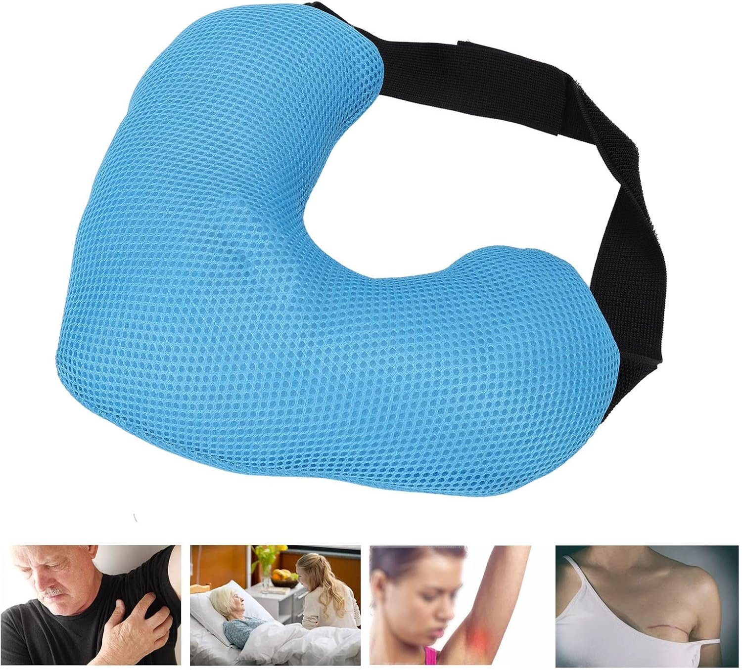 Mastectomy Pillow, Adjustable Strap Armpit Pillow Soft Breathable for Recovery (Blue) image number 1