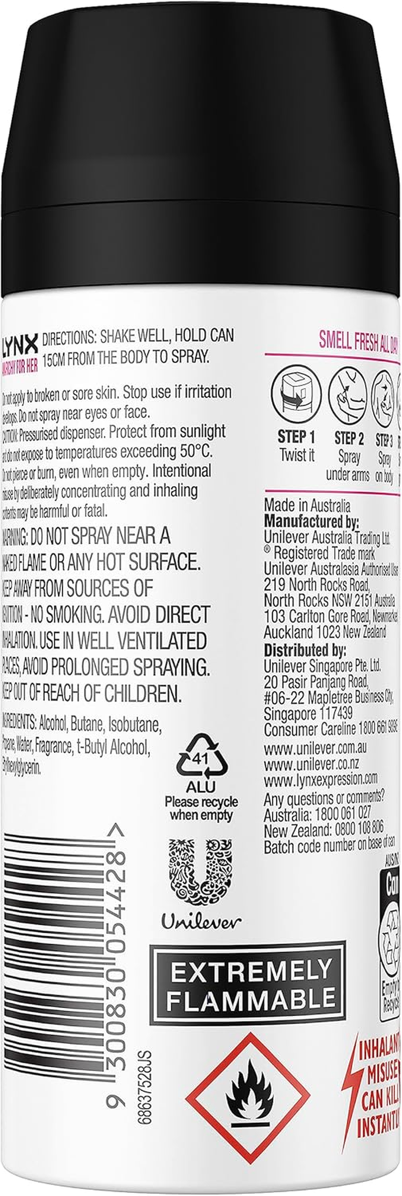 LYNX Anarchy for Her Deodorant Aerosol Body Spray for Women 165 ML X 2 Pack, 48 Hour Fressness image number 3