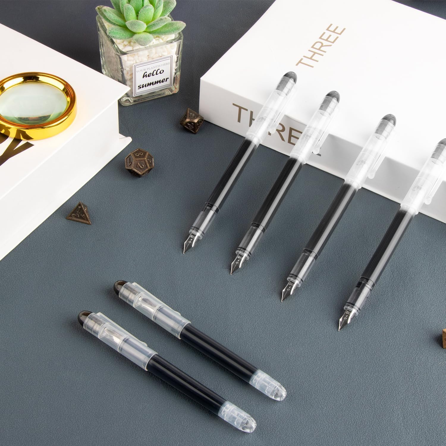 12 Pcs Disposable Fountain Pens, Smooth Writing Black Fountain Pens, Ink Bladder-Free Fountain Pens, Quick-Drying Ink Pens, Office Supplies for Doodling, Sketching, Calligraphy (Black)