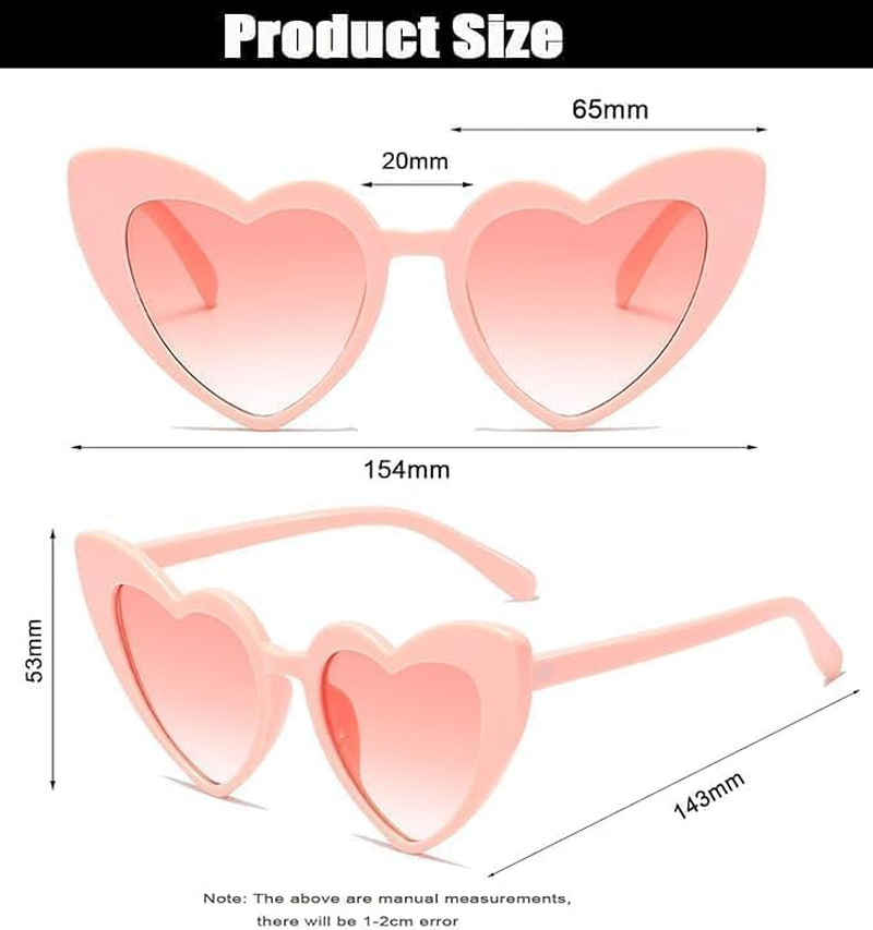Heart-Shaped Sunglasses, Vintage Style, Pink and White, 10 Pairs image number 4
