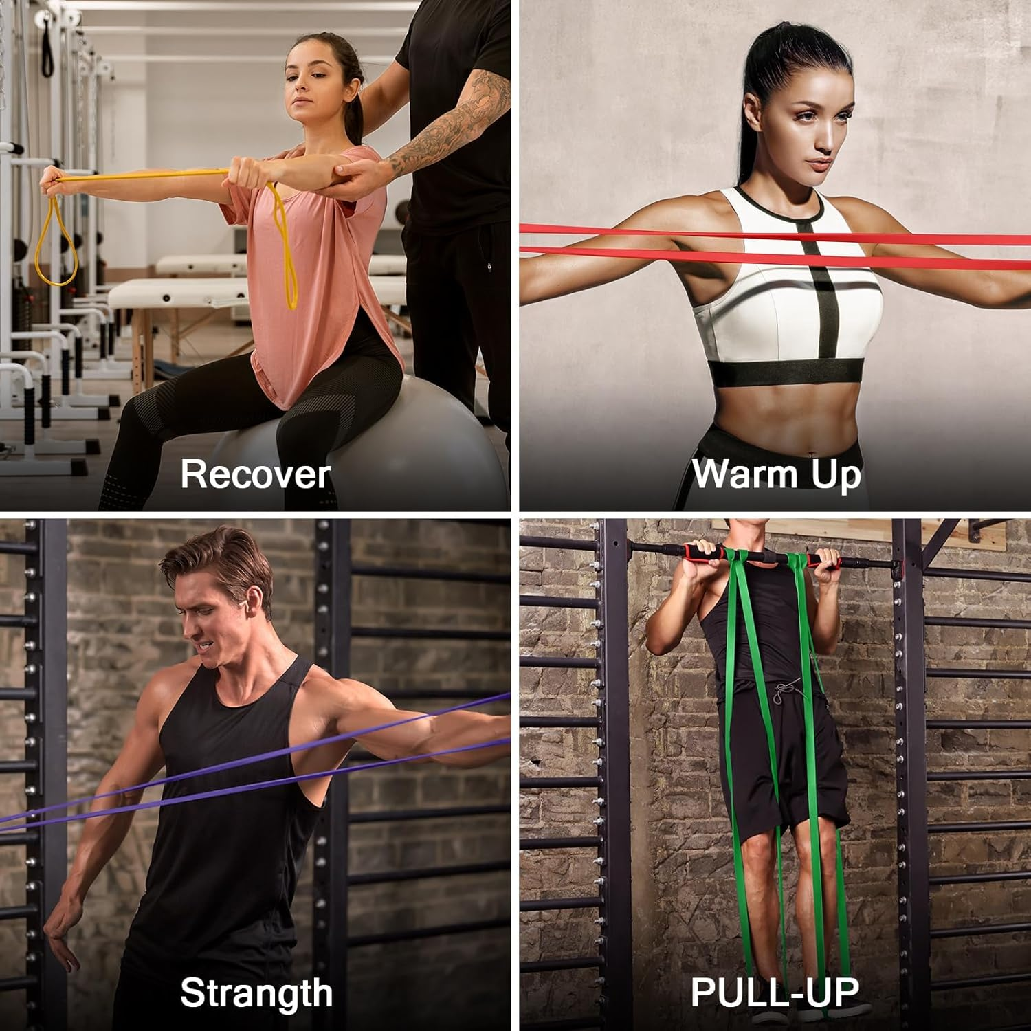 Resistance Bands, Pull up Assist Bands - Workout Eexercise Long Resistance Bands Set for Working Out, Fitness, Training, Physical Therapy for Men Women image number 6