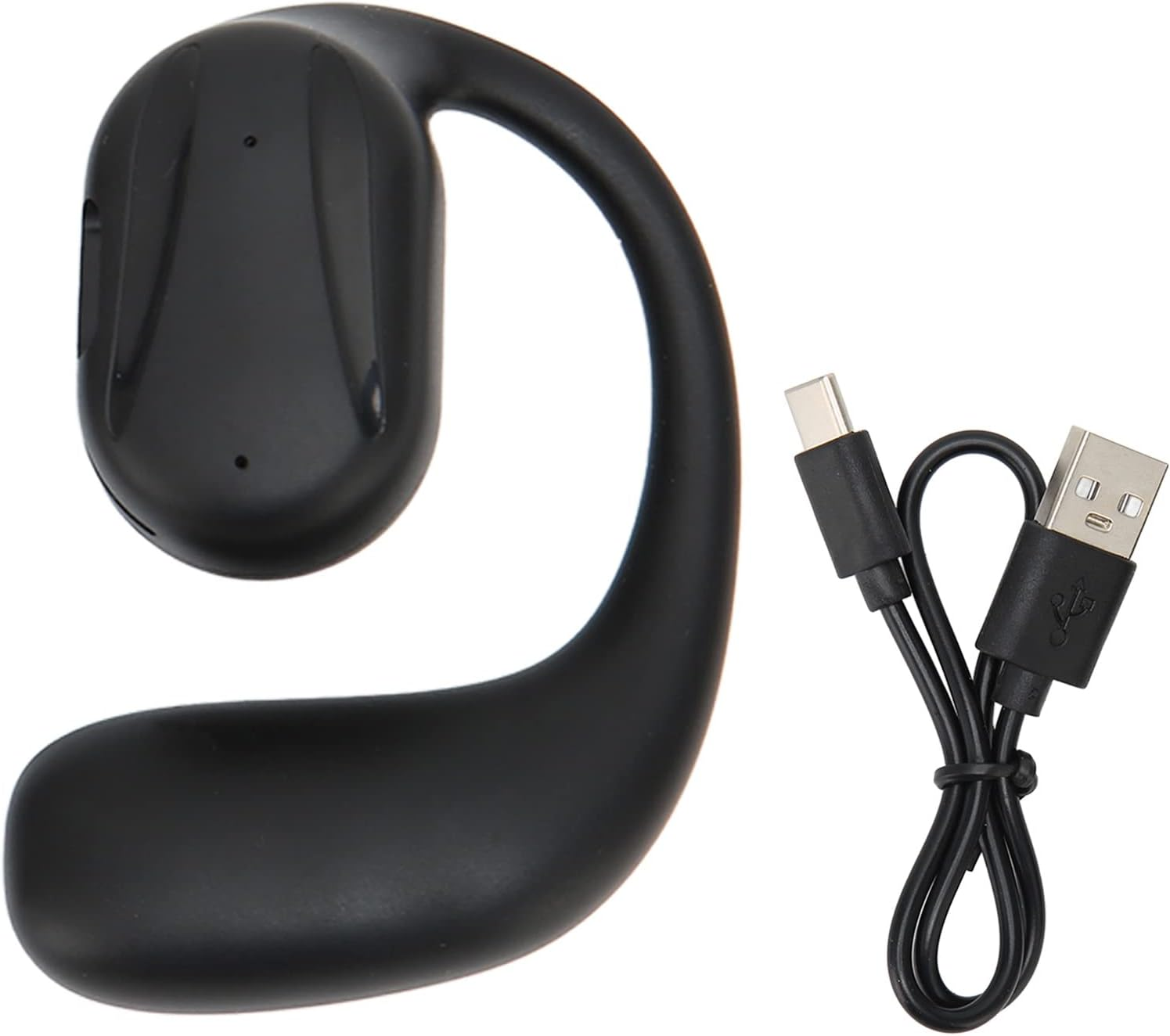 Denash Open Ear Earbuds, Ergonomic Dual Microphone Left Ear Black Bone Conduction Open Wireless Headphones for Office for Sports image number 3