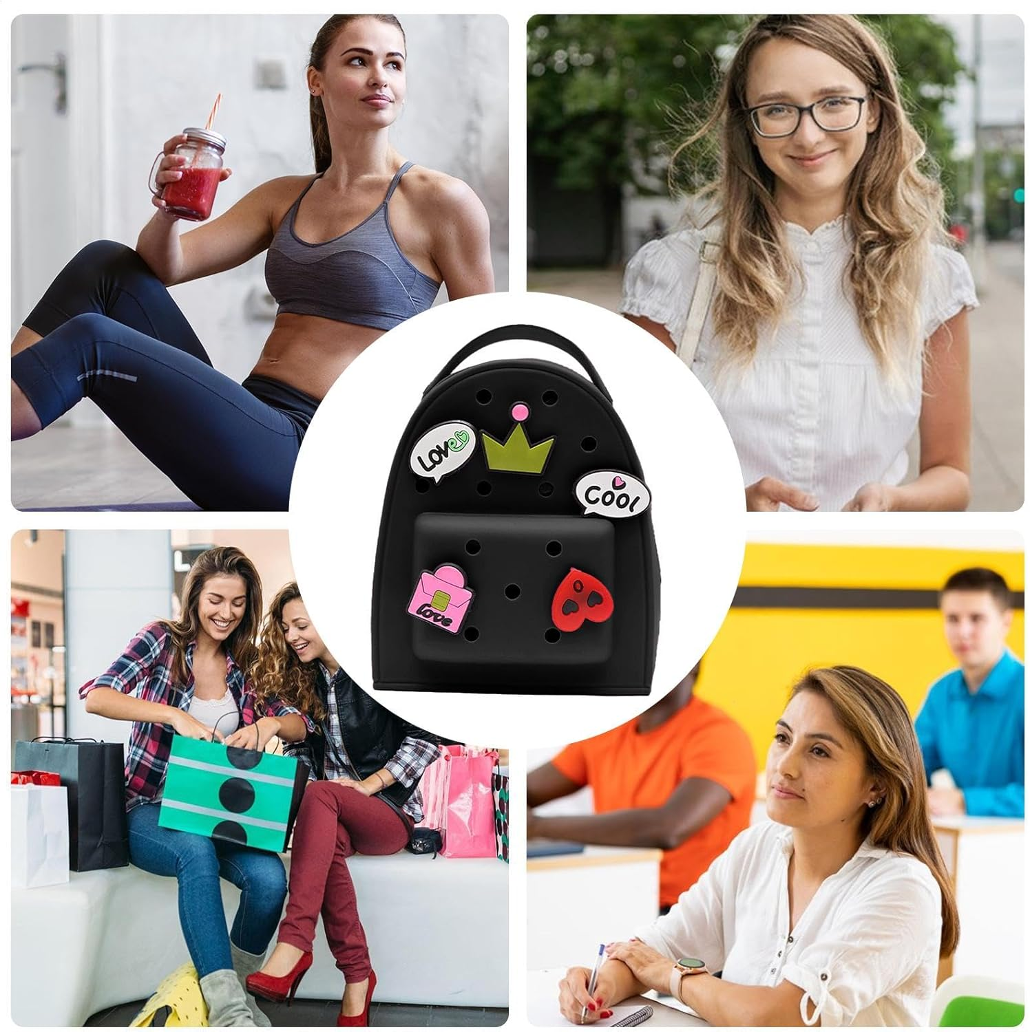 Cute Silicone Jelly Backpack - Waterproof Jelly Backpack with Charm Cute Silicone Backpack | Adjustable Backpack Purse Cartoon Lightweight Travel Bag for Women - Blue image number 2