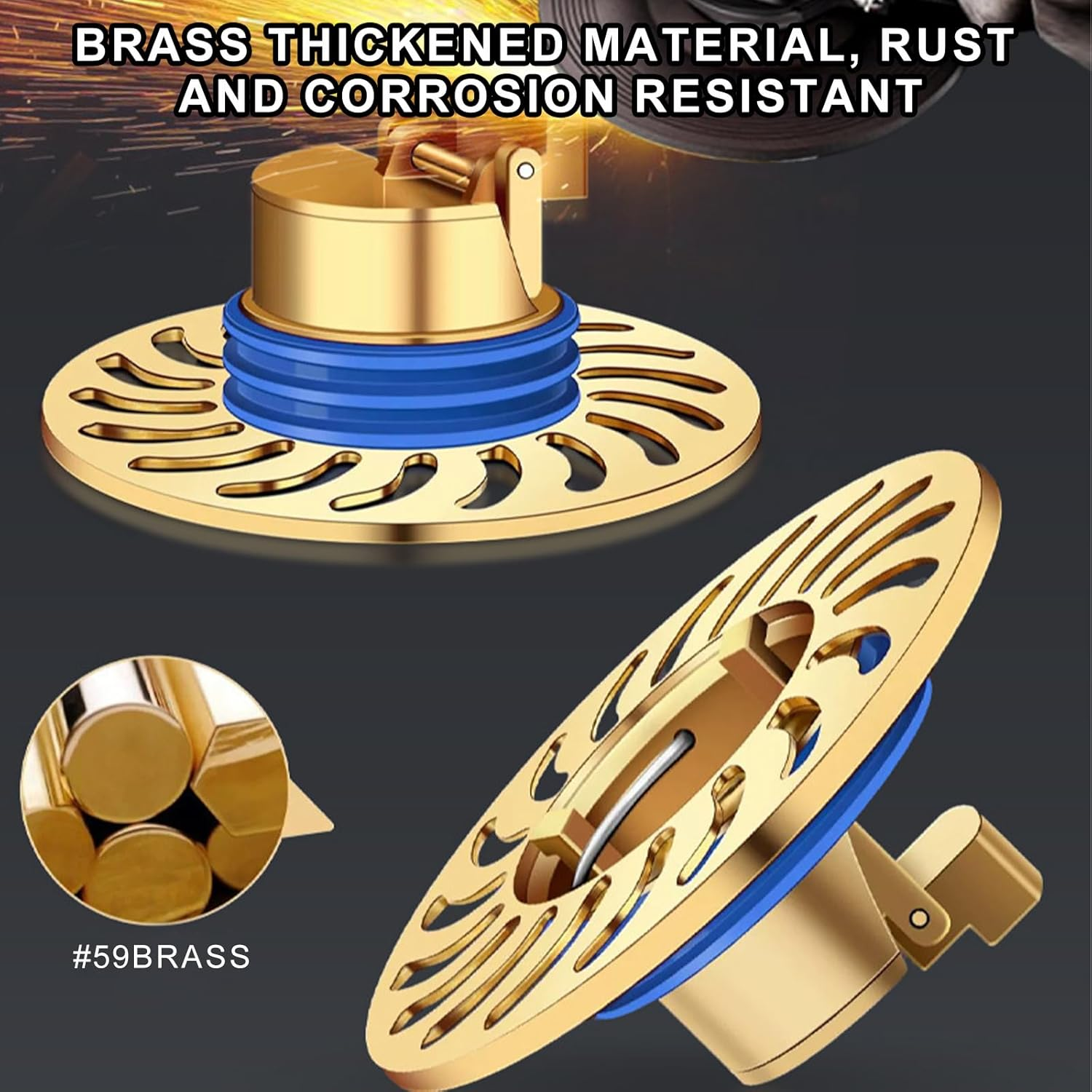 Qruilantu Odor Proof Floor Drain，Shower Floor Drain Backflow Preventer，One Way Drain Valve，Brass Drain Filter，Prevent Backflow, Prevent Anti-Odor Dispersion in Bathroom and Kitchen（Galvanized）