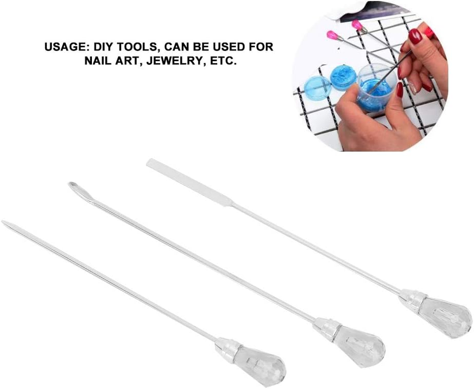 DIY Craft Mixing Tools, Glitter Powder Mixing Powder Spoon Nail Art Stirring Rod, Jewelry Making Tools Alloy Jewelry for Nail Art(White) image number 1