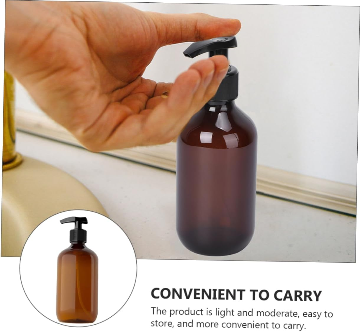 HONITANO 5Pcs 500Ml Brown Sub Packaging Bottles Refillable Cosmetic Dispensers for Shampoo Lotion Hand Soap Travel Bathroom Use image number 6