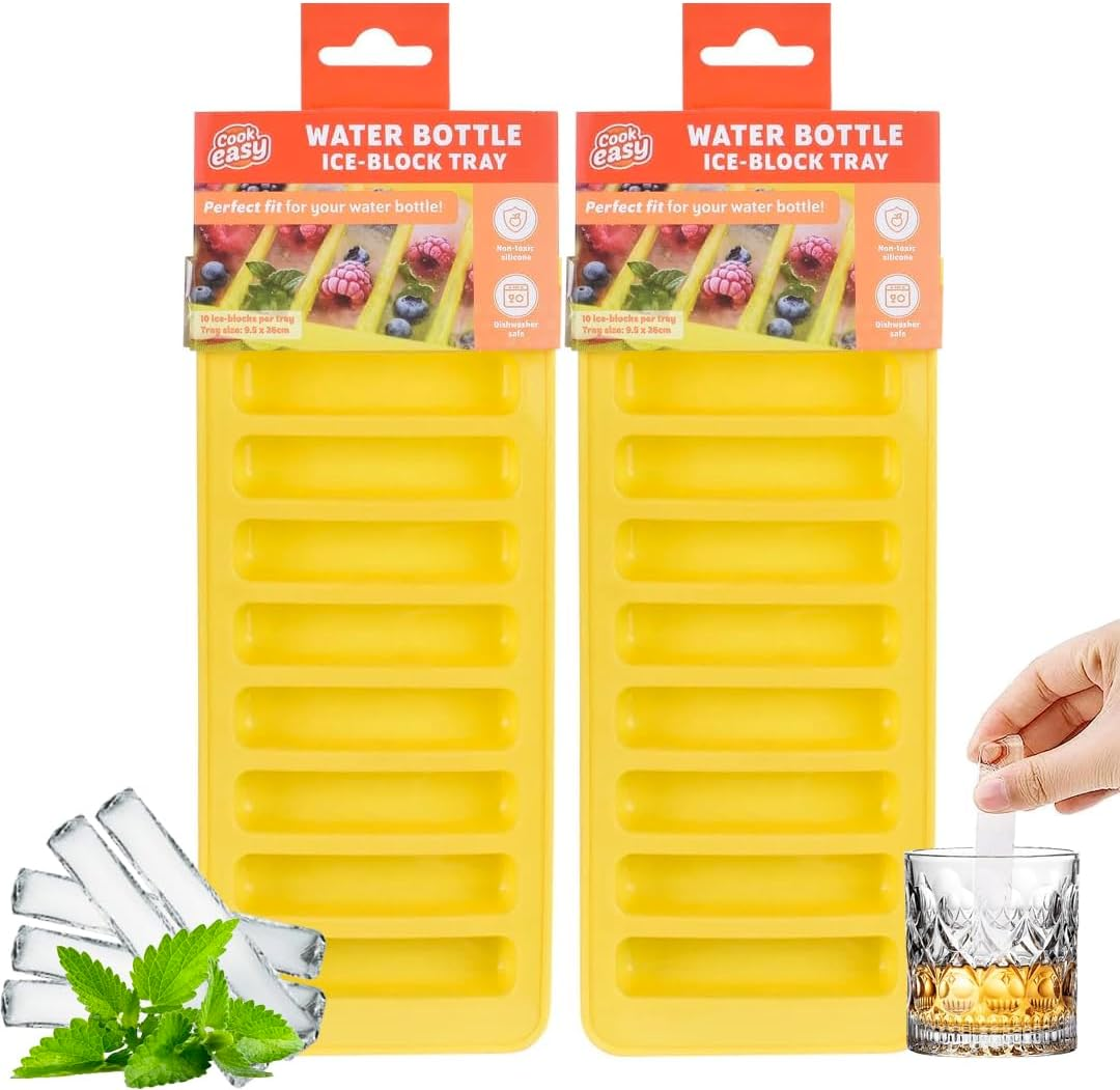 Ice Tube Making Trays, Perfect Ice Cube Sticks Molds for Small Mouth Sport Water Bottles, Long Ice Stick Tray Silicone with Lid, Rectangular Narrow Stick, Reusable Silicone Ice Stick Tray (2-Count)