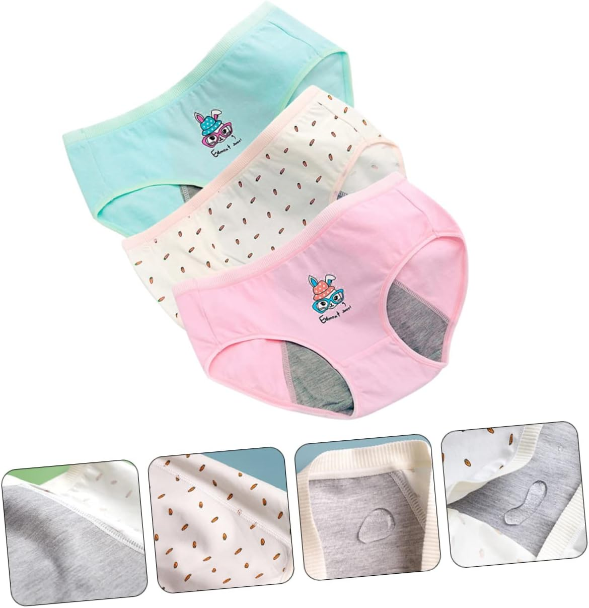 3Pcs Menstrual Period Underwear Period Underwear Seamless Female Menstrual Underpants Soft Underpants for Absorbent Panty Sanitary Pants Panties Women Pants Leakproof Cotton image number 1