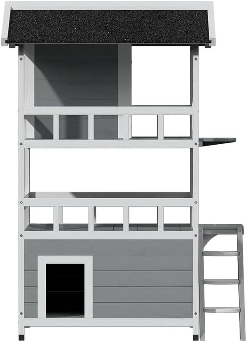 I.Pet 3-Tier Rabbit Hutch Wooden Cat House Cage, Chicken Coop Shelter Outdoor Small Animal Dog Pet Houses Kennel Enclosure Indoor Condo Guinea Pig Kitty, with Roof Weatherproof 2 Escape Doors