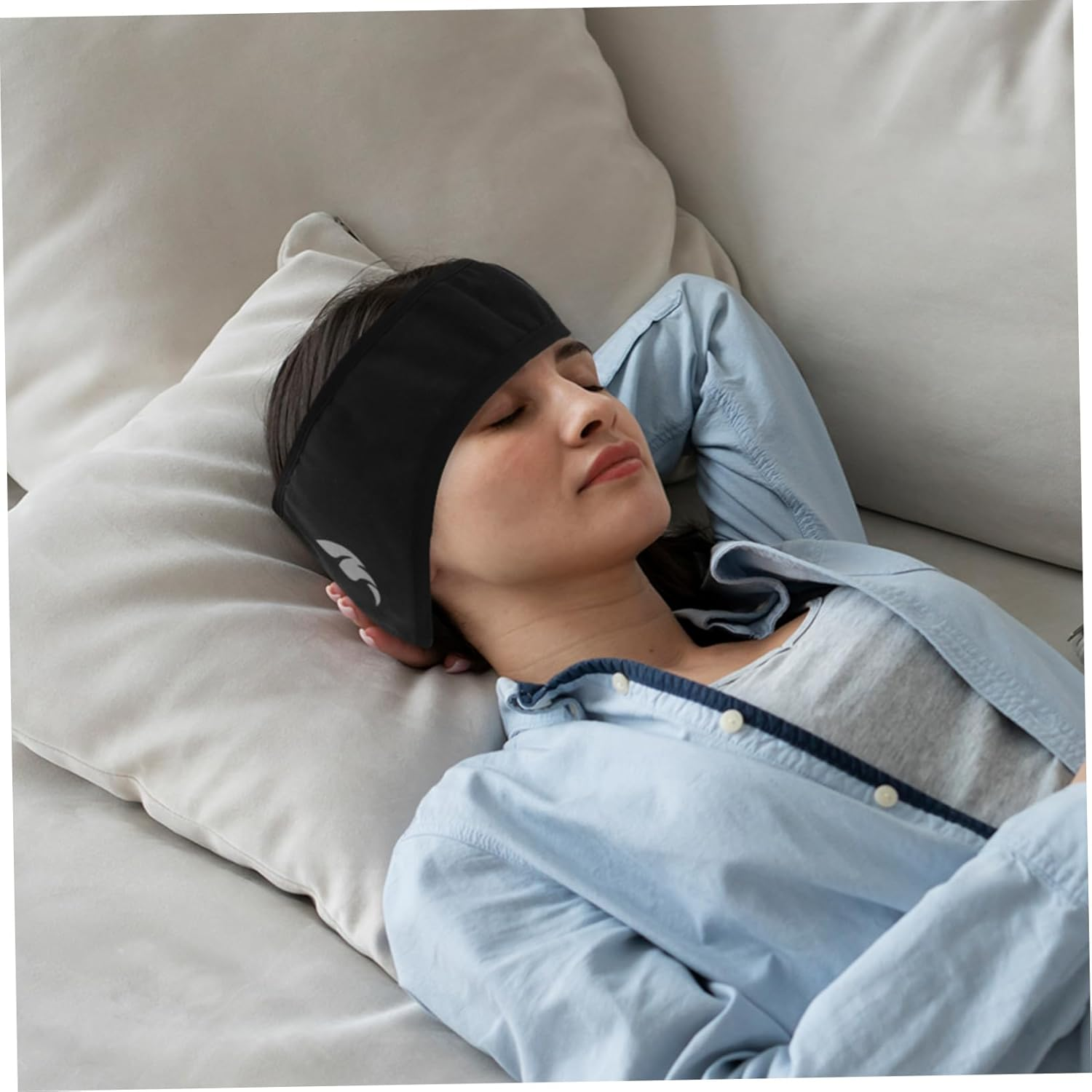 TEHAUX Noise Cancelling Sleep Earmuffs Headband with Soft Eye Cover for Men Women Comfortable Soundproof Ear Covers for Studying Sleeping Relaxation Warm Winter Noise Reduction - Black image number 6