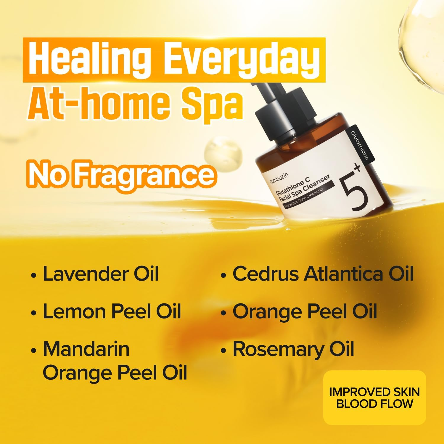 Numbuzin No.5+ Glutathione C Facial Spa Cleanser | Makeup Removing Facial Cleanser | Glutathione, Vitamin C, Niacinamide | Aromatherapy, Stress Relief, Dullness, Uneven Skin Tone | 6.76 Fl Oz image number 4