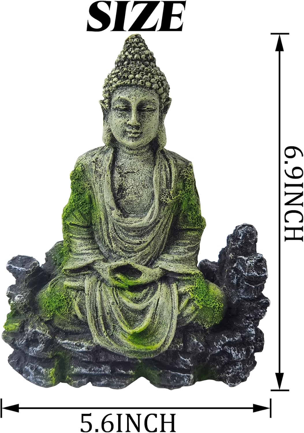 GXXMEI Aquarium Buddha Statue Decorations Ancient Buddha Statue Decor Underwater Landscape Hideaway Fish Tank Scenery for Betta, Small Lizards, Turtles, Reptiles, Amphibians image number 3