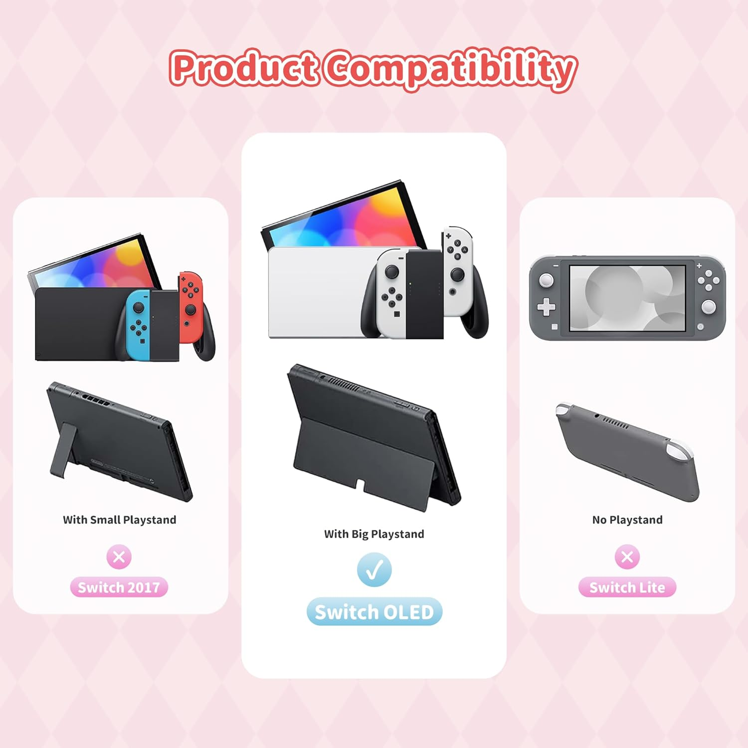 Kuitmor Plush Protective Case for Switch Oled,Kawaii Protective Shell,Hard PC Slim Cover Case Compatible with Switch OLED Console and Game Console - HLK