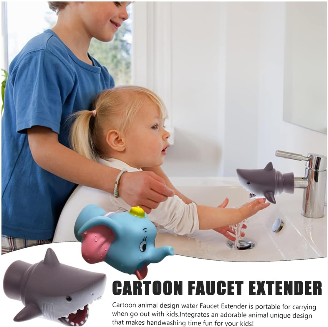 Faucet Extender Bath Spout Cover, Bathroom Bathtub Fun & Safety (Shark) image number 3