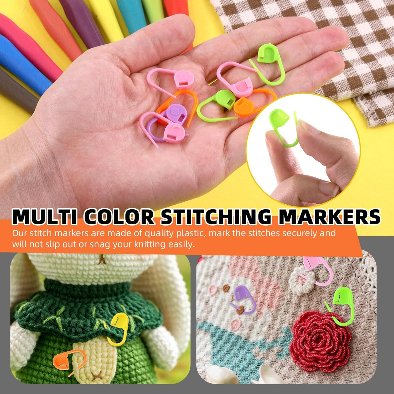 Tanstic 29Pcs Crochet Hooks Set with Ergonomic Handle Crochet Hooks(2-6Mm), Large-Eye Blunt Needles, Stitch Markers and Storage Case for Arthritic Hands Beginners image number 6