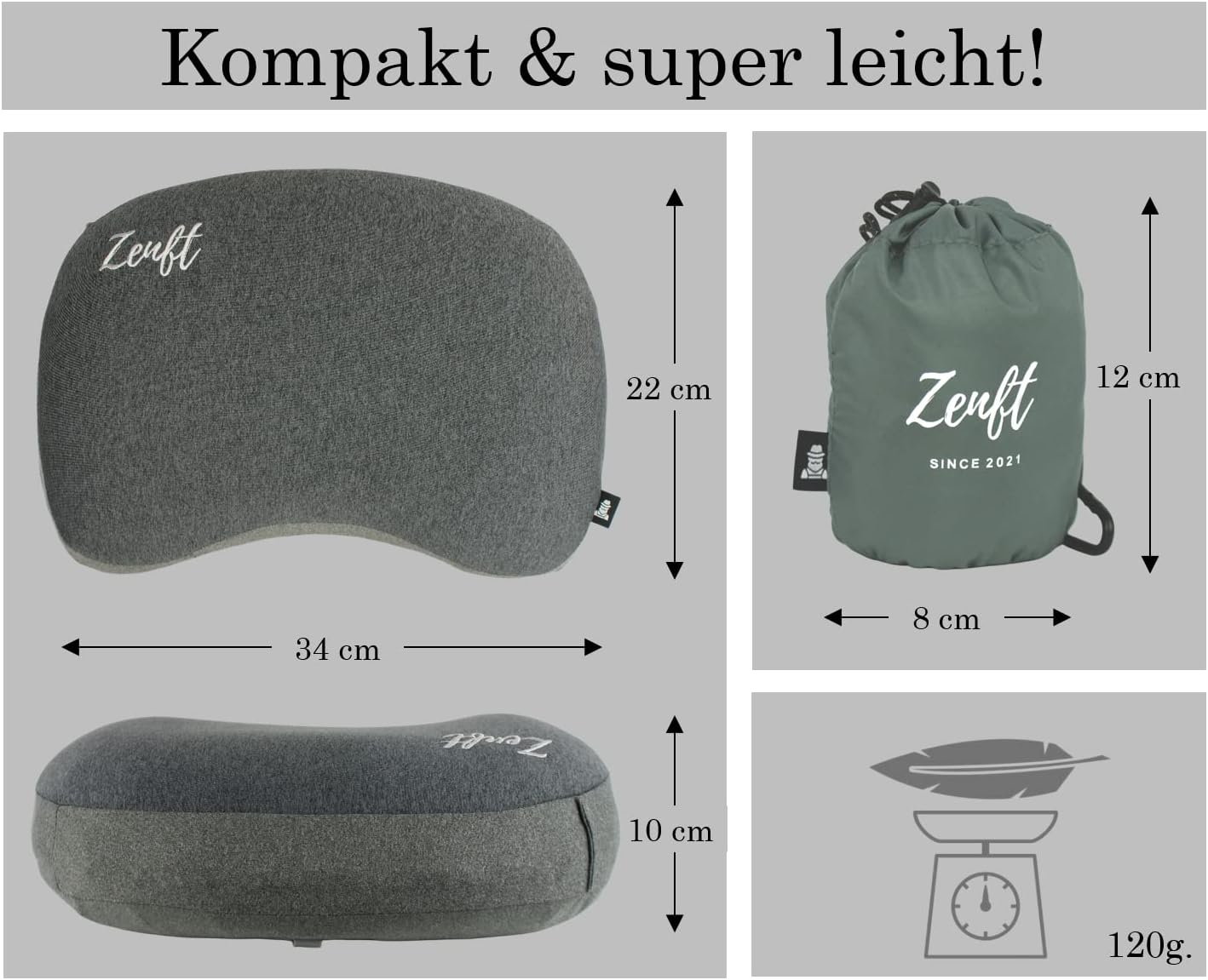 Zenft Travel Pillow - Outdoor Pillow Travel Pillow Extra Soft Travel Pillow - Inflatable Camping Equipment Backpacking Car Train Picnic Beach - Ideal for Holiday and Travel image number 6