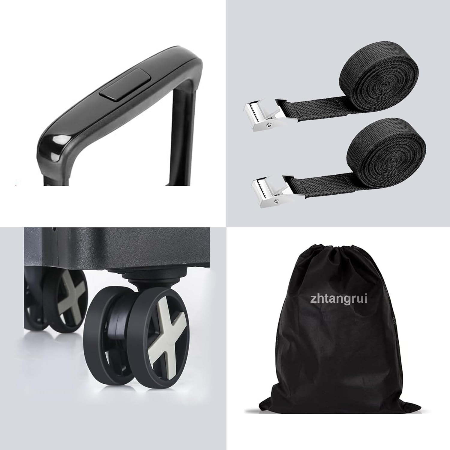 Car Seat Dolly for Airport - Carseat Roller Cart Wheels for Airplane - Car Seat Travel Cart Carrier with Straps Trolley Foldable Luggage Trolley (Black) image number 2