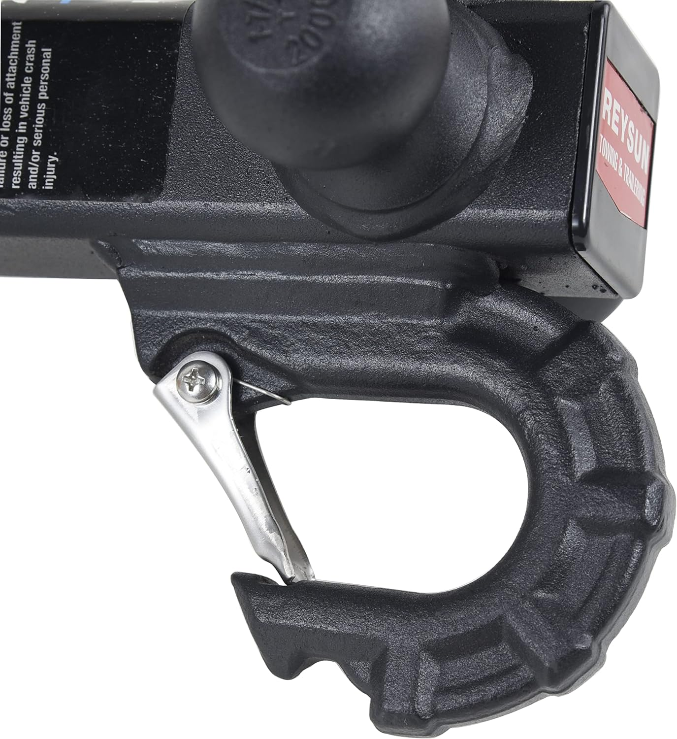 REYSUN Trailer Hitch Tri Ball Mount with Hook, Tactical Tow Hook, Fits 2 Inch Hitch Receiver, Secure with Self-Lock Latch, Matt Black image number 2