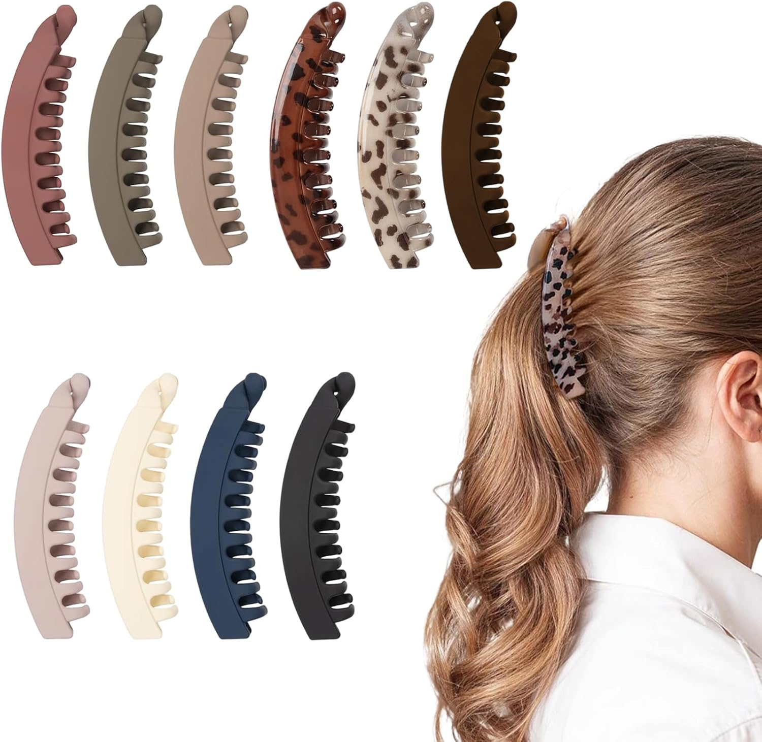 Banana Clip, Hair Clip, Pack of 10 Banana Clip Hair Women for Thick Thin Hair, Non-Slip Large Hair Clips for Everyday Hairstyles and Special Occasions image number 4