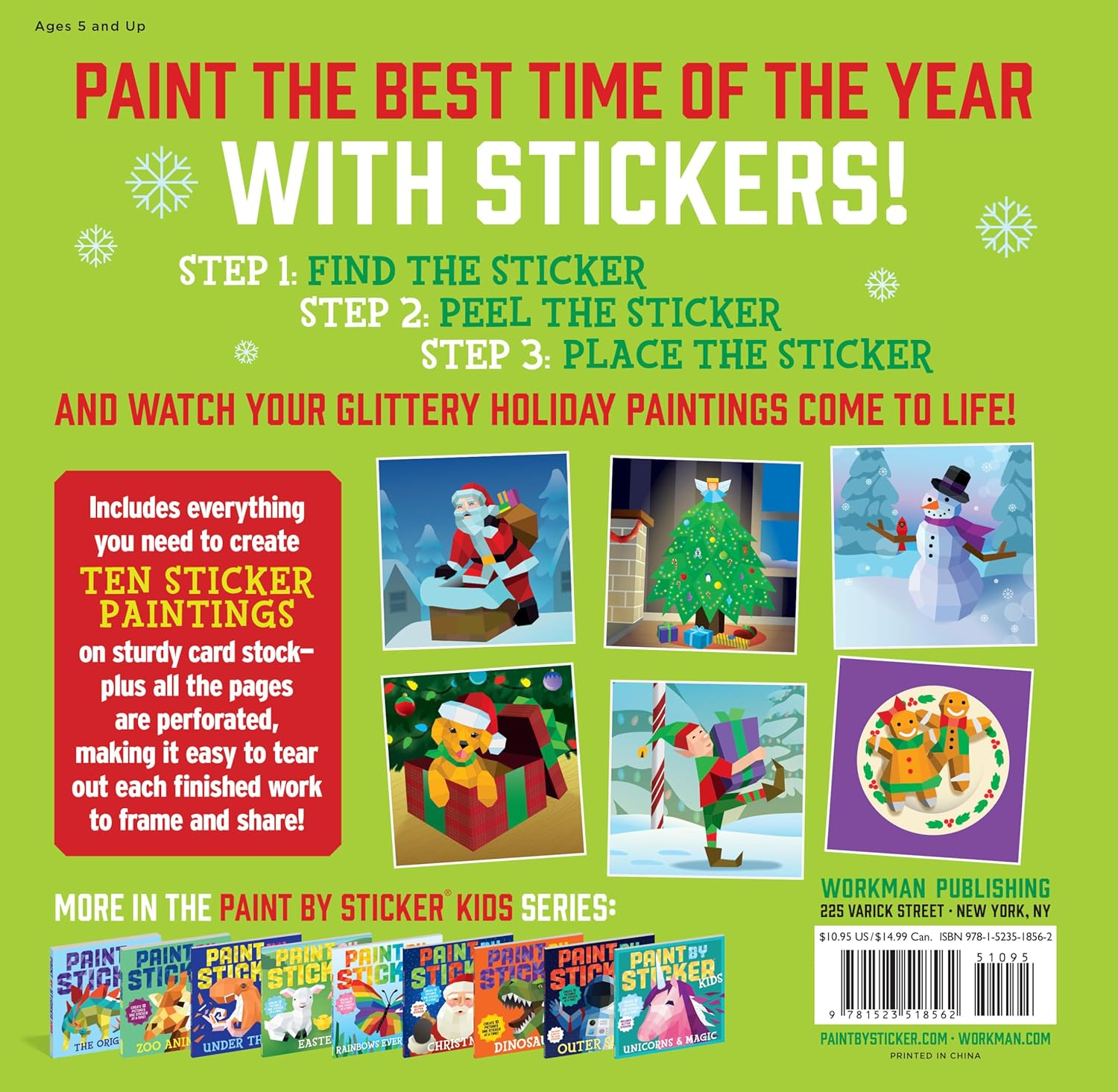 Paint by Sticker Kids: Holly Jolly Christmas: Create 10 Pictures One Sticker at a Time! Includes Glitter Stickers image number 5