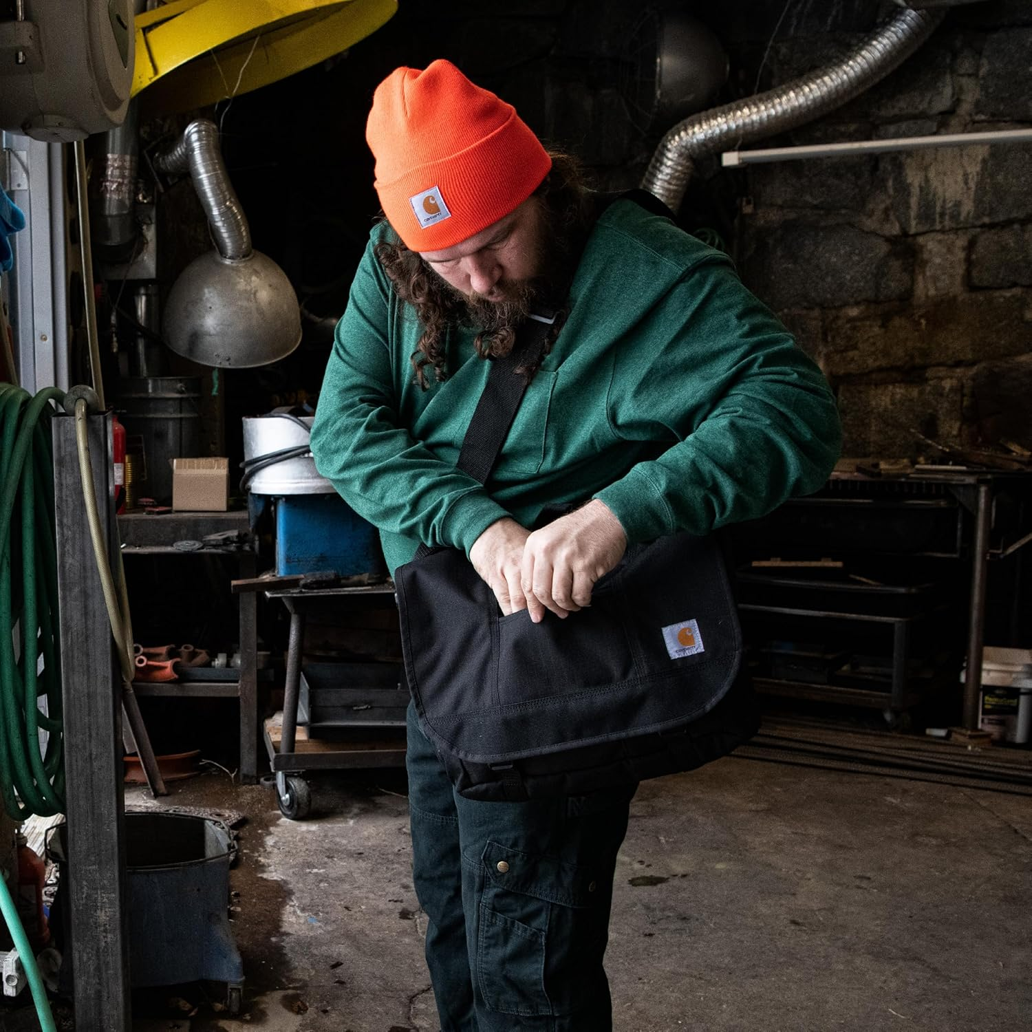 Carhartt, Durable Water-Resistant Work, Ripstop Messenger Bag (Black) image number 4