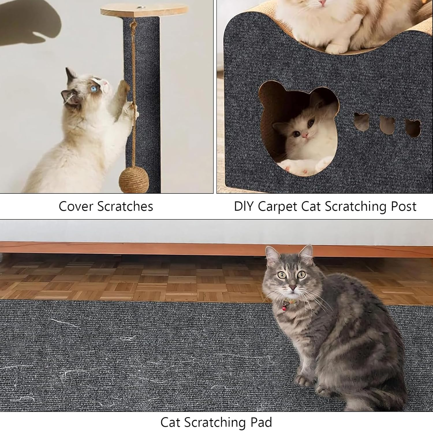 Self-Adhesive Cat Wall Scratching Mat, Cat Scratching Mat, 200 Cm X 40 Cm, Cat Scratching Boards, Protects Wall and Furniture (Pack of 1)