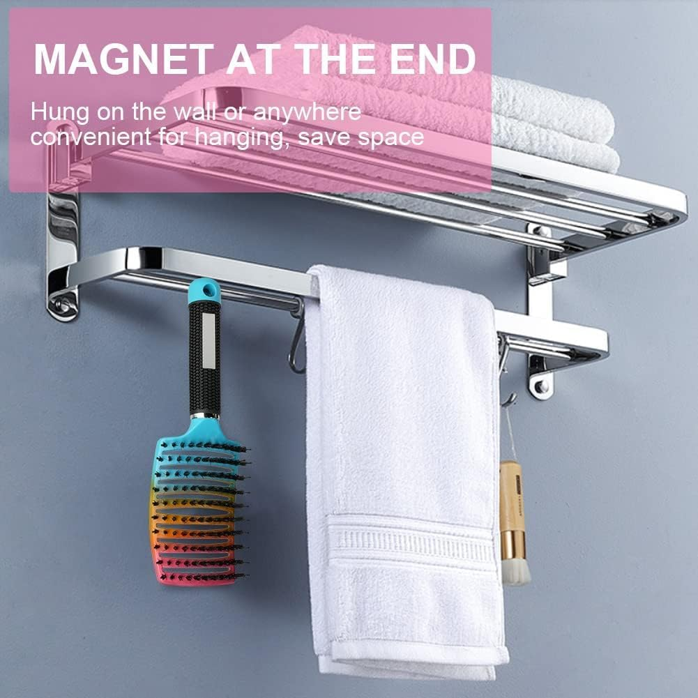 2 Pack Detangling Hair Brush,Boar Bristle Hair Brush,Fast Drying Styling Massage Hairbrush for Men Women,Curved Vent Styling Brush for Wet Dry Curly Thick Straight Hair (Blue & Pink)