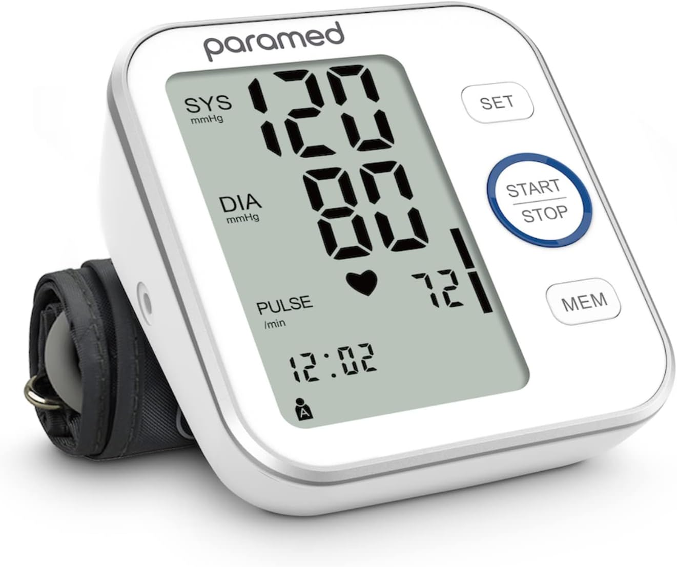 Blood Pressure Monitor by Paramed: Accurate Automatic Upper Arm Bp Machine & Pulse Rate Monitoring Meter with Cuff 22-40Cm,120 Sets Memory, LCD - Device Bag & 4AAA Included image number 1