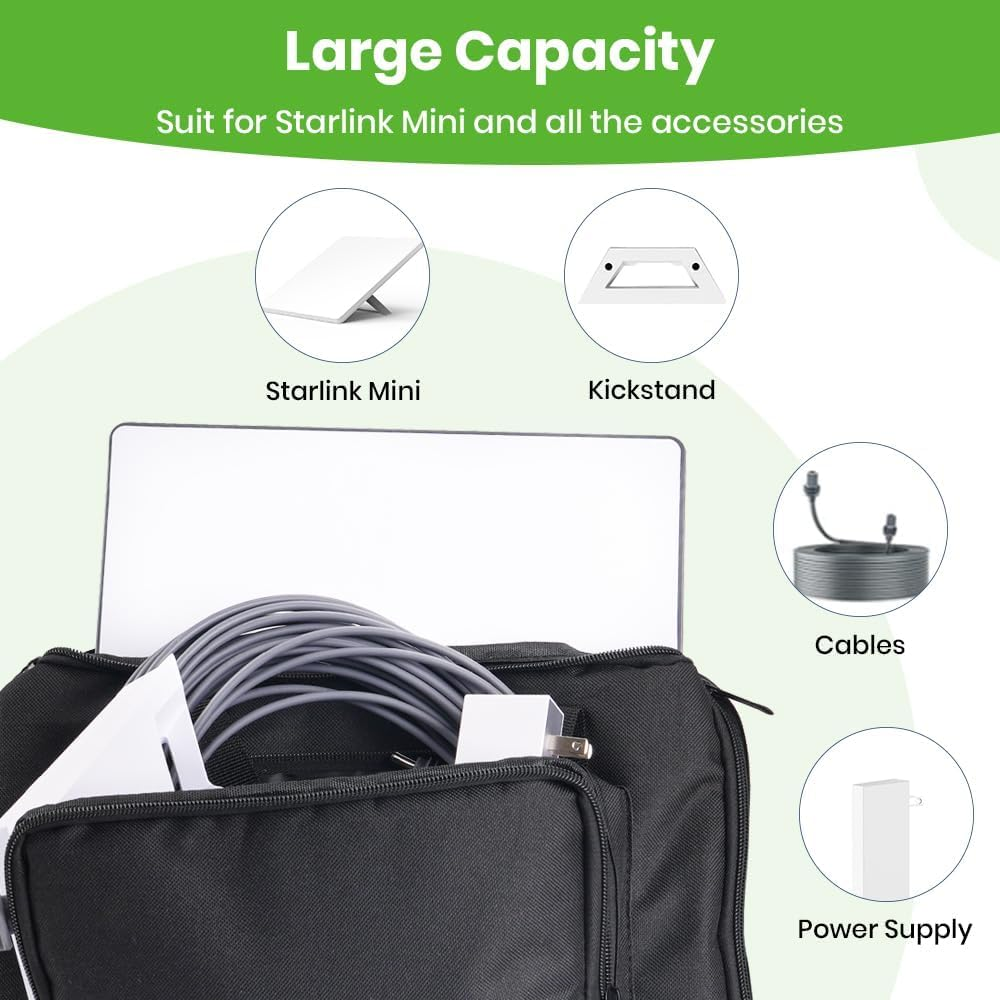 XTAR Starlink Mini Satellite RV Carry Bag,Outdoor Travel Bag,Portable Starlink Case, Handbag for Starlink Mini Dish and All Accessories (Black) - Grey image number 7