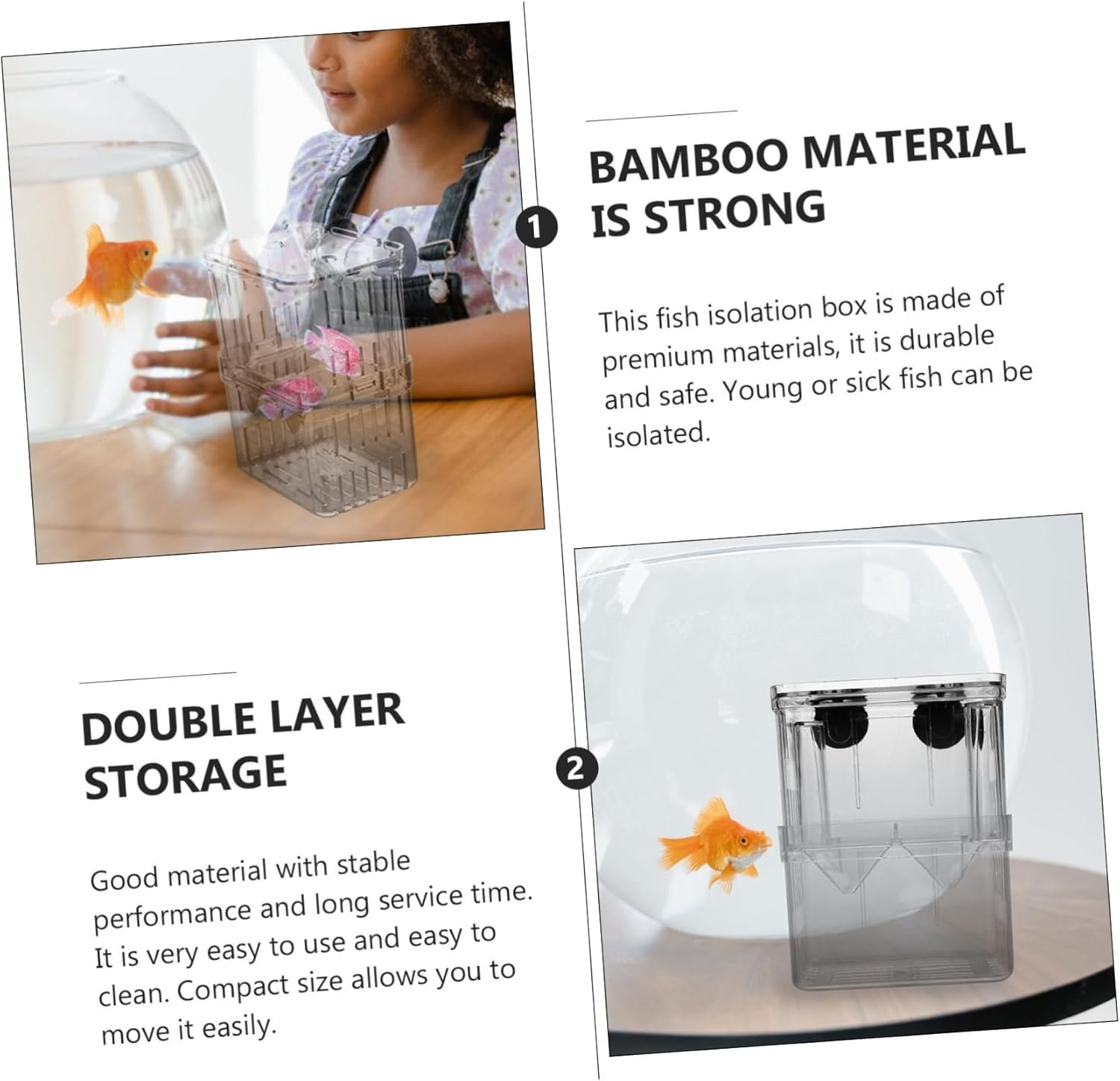 Abaodam 2Pcs Aquarium Fish Breeding Box Isolation Box with Suction Cups Large Double-Layer Hatchery Incubator for Tank Aquatic Pets Random Color