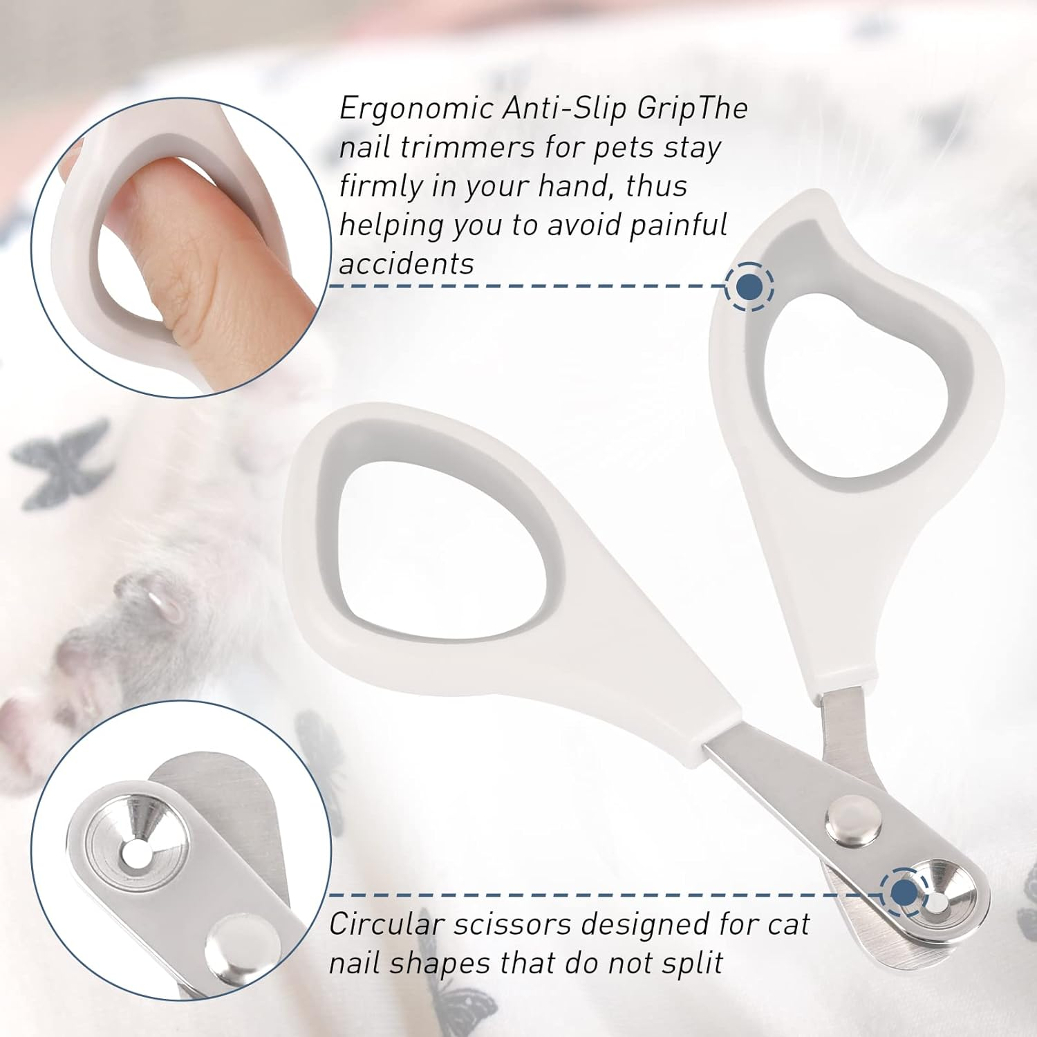KALIONE Cat Nail Clipper and Trimmers, Cat Claw Clippers, Professional Circular Cut Hole Cat Nail Trimmers Avoid over Cutting Pet Nail Clippers Grooming Tool for Cat image number 6