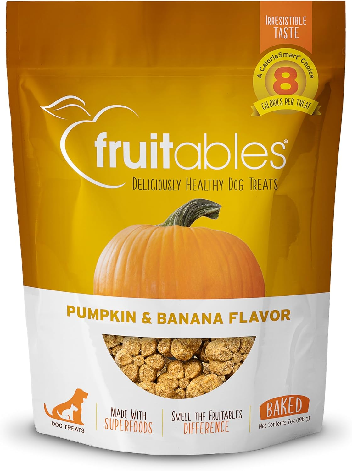 Fruitables Baked Dog Treats, Healthy Pumpkin Treat for Dogs, Low Calorie & Delicious, Free of Wheat, Corn and Soy, Made in the USA, Pumpkin and Banana Flavor, 7Oz image number 4