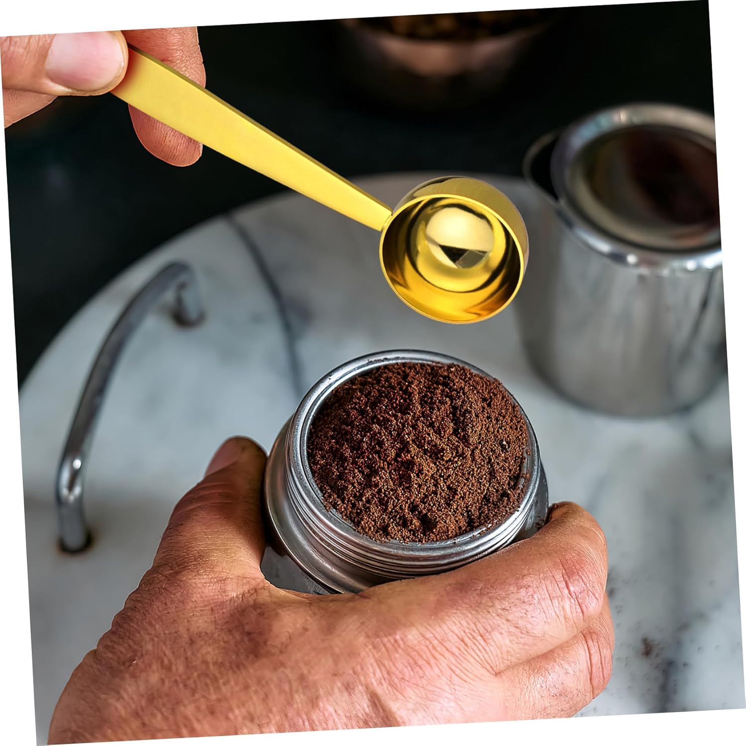 ULTECHNOVO Stainless Steel Coffee Bean Measuring Spoon with Pressed Bottom Dual Head Espresso and Flavor Scoop for Sugar Milk Powder Tea and Seasonings Kitchen Measuring Tool for Precise image number 6