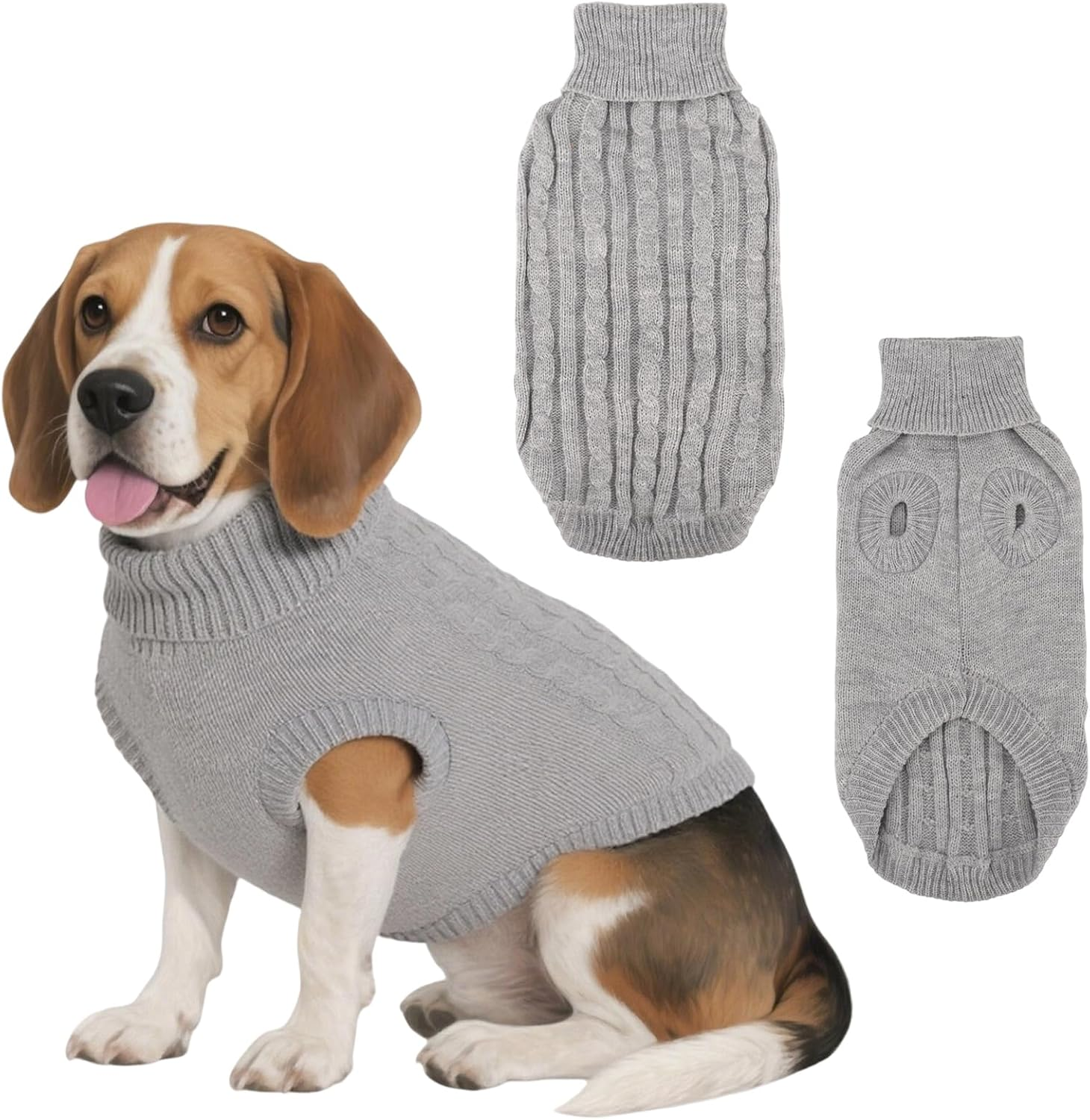 Dog Jumpers Knitted Turtleneck for Medium Large Dogs (Less than 21 KG), Warm Winter Dog Sweater Cute, Apparel Puppy Twist Striped Vest Dog Clothes (Red, Large)