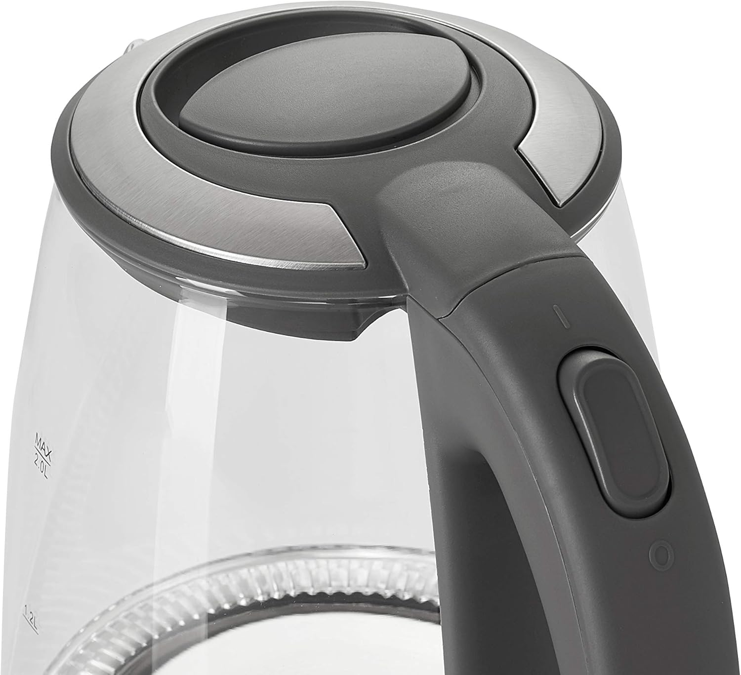 Adler AD 1286 Glass and Plastic Kettle, 2L, 2000 W, LED Lighting, Glass Kettle for Tea, Limescale Filter, Automatic Shut-Off, Stainless Steel Immersion Heater, Grey Transparent/Grey image number 6