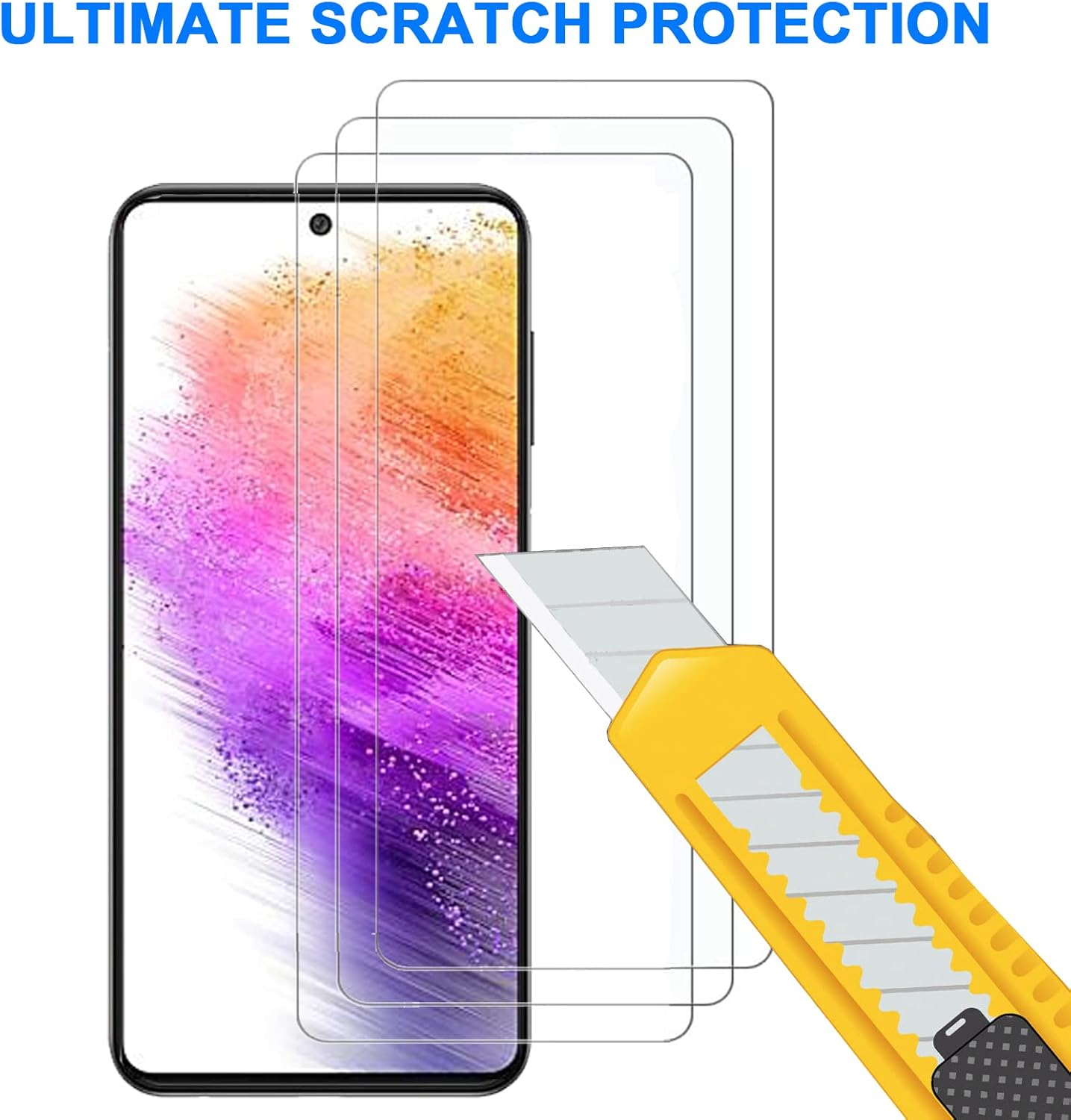 HEYUS [3 Pack] for Samsung Galaxy A73 5G Screen Protector, [Case Friendly] 9H Hardness Premium Tempered Glass Screen Protector Film for Samsung Galaxy A73 5G image number 3