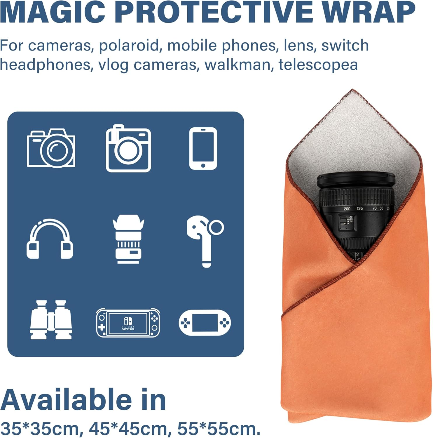 Walking Way Self-Adhesive Magic Cloth Camera Wrap, Protective Wrap, Universal Storage Cloth, Anti-Scratch, Dustproof, Washable Lens Pouch for DSLR, Smartphones, Laptops, Cosmetic, Household Items image number 4