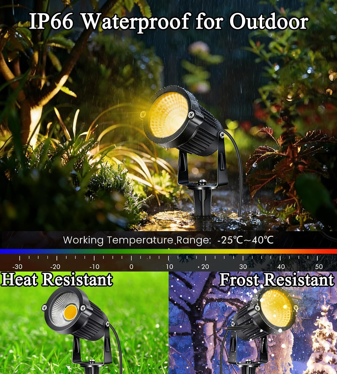 AHSELLUS Low Voltage Landscape Lights Outdoor LED Spotlights Garden Spot Lights Outdoor Pathway Lighting 5W 12V 24V IP66 Waterproof Spike Flood Lighting for Tree(8 Pack) image number 4