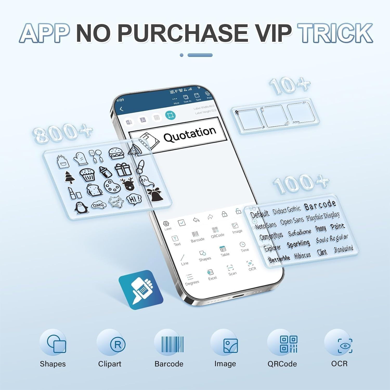 Zovinx Label Maker with Tape, Portable Rechargeable Bluetooth Thermal Label Printer, Support One-Touch Cutting, Wireless Mini Sticker Printer with Versatile App for Home Office School Organization image number 6